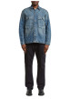 Thumbnail Blouson en jean en coton bleu délavé avec un col chemise et une coupe droite - Image 6