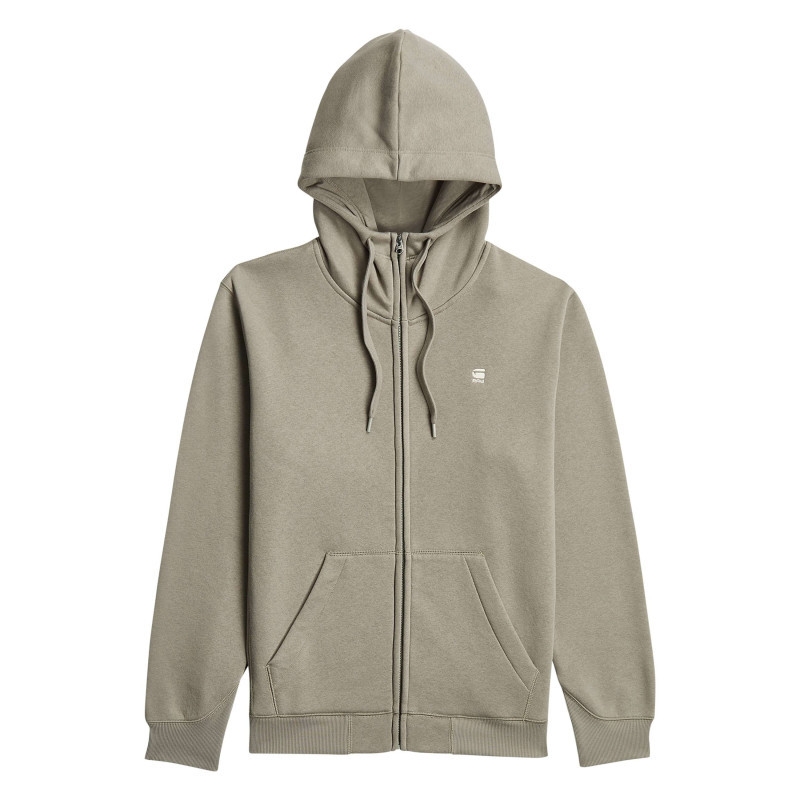 G-star Raw - Sweat Zippé Taupe Uni Avec Une Coupe Droite Et Un Col à Capuche - Autre