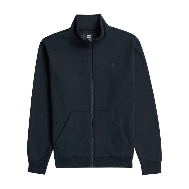 G-star Raw - Sweat Zippé Bleu Marine Uni Avec Une Coupe Droite Et Un Col Montant - Bleu Foncé