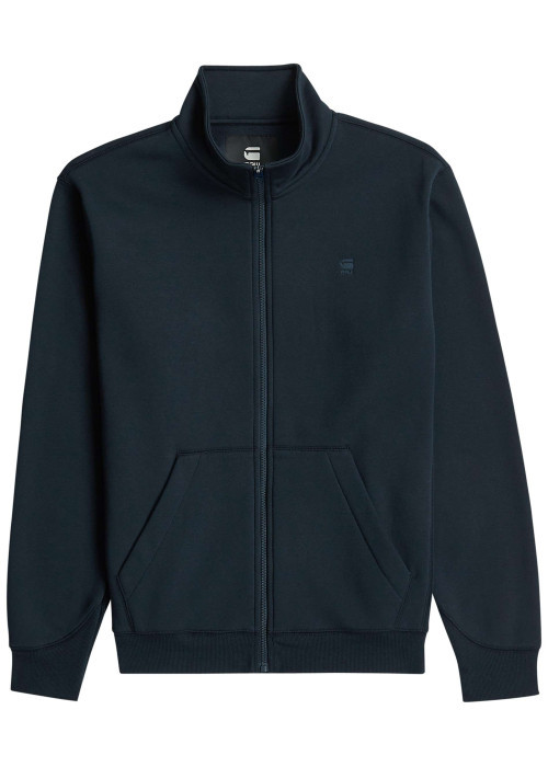 Sweat zippé bleu marine uni avec une coupe droite et un col montant