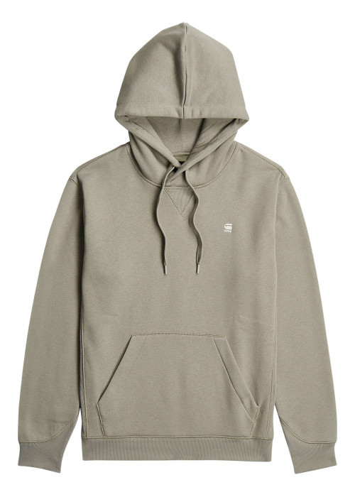 Sweat taupe uni avec une poche kangourou et un col à capuche