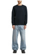 Thumbnail Sweat marine uni avec une coupe droite et des manches longues - Image 3