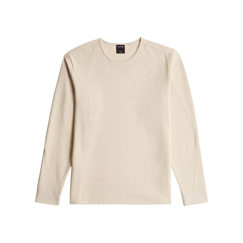 G-star Raw - Pull écru Uni à Coupe Droite Avec Un Col Rond Et Des Manches Longues - Beige G-star Raw - Pull écru Uni à Coupe Droite Avec Un Col Rond Et Des Manches Longues - Beige