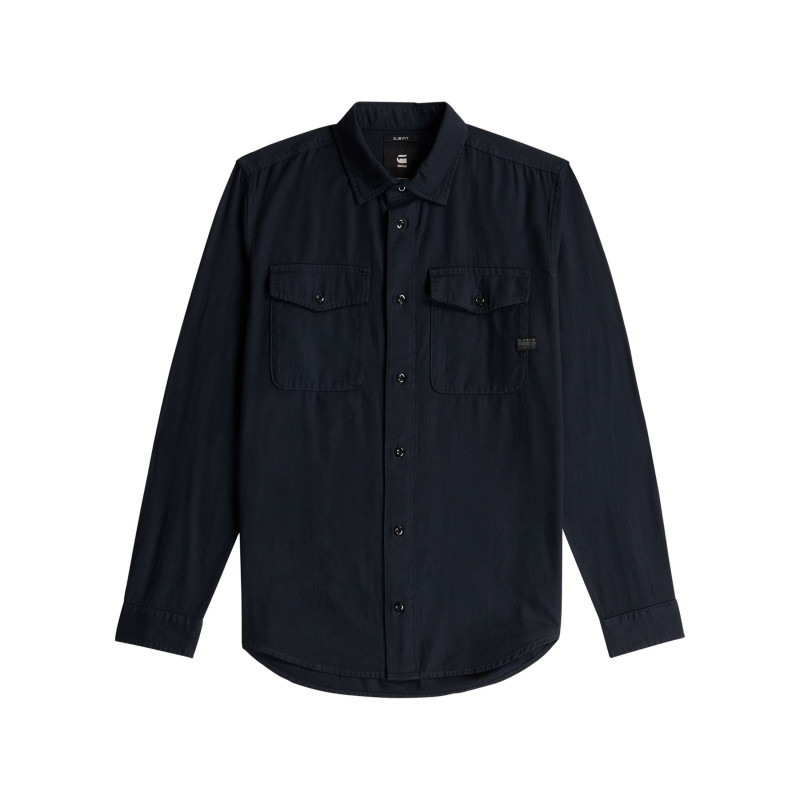 G-star Raw - Chemise En Coton Bleu Marine Unie Avec Une Coupe Slim Et Un Col à Revers - Bleu Foncé G-star Raw - Chemise En Coton Bleu Marine Unie Avec Une Coupe Slim Et Un Col à Revers - Bleu Foncé