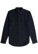 Thumbnail Chemise en coton bleu marine unie avec une coupe slim et un col à revers