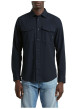 Thumbnail Chemise en coton bleu marine unie avec une coupe slim et un col à revers - Image 4