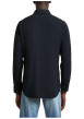 Thumbnail Chemise en coton bleu marine unie avec une coupe slim et un col à revers - Image 5