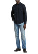 Thumbnail Chemise en coton bleu marine unie avec une coupe slim et un col à revers - Image 6