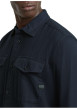 Thumbnail Chemise en coton bleu marine unie avec une coupe slim et un col à revers - Image 7