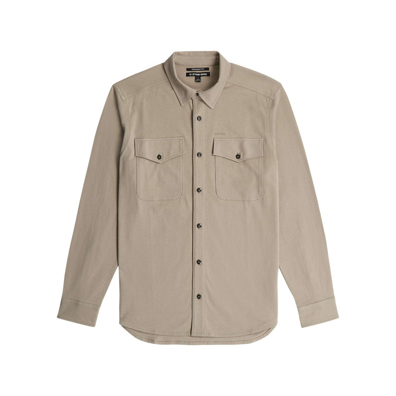G-star Raw - Chemise En Coton Biologique Taupe Unie Avec Une Coupe Slim Et Un Col à Revers - Autre G-star Raw - Chemise En Coton Biologique Taupe Unie Avec Une Coupe Slim Et Un Col à Revers - Autre