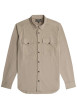 Thumbnail Chemise en coton biologique taupe unie avec une coupe slim et un col à revers