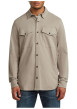 Thumbnail Chemise en coton biologique taupe unie avec une coupe slim et un col à revers - Image 4