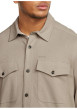 Thumbnail Chemise en coton biologique taupe unie avec une coupe slim et un col à revers - Image 7