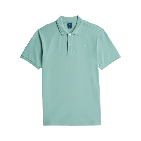 Polo en coton biologique vert d'eau uni avec...