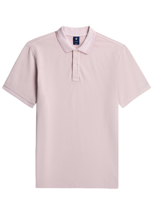 Polo en coton biologique rose uni avec une coupe droite et un col boutonné