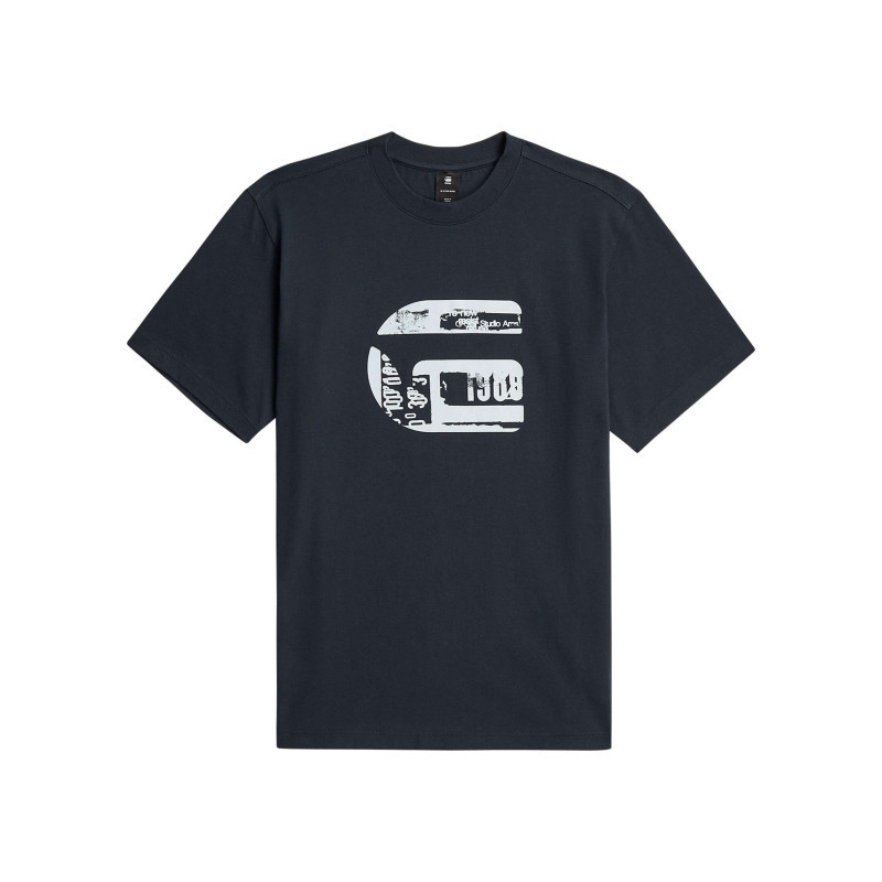 G-star Raw - T-shirt En Coton Biologique Bleu Marine Imprimé Avec Une Coupe Droite - Bleu Foncé G-star Raw - T-shirt En Coton Biologique Bleu Marine Imprimé Avec Une Coupe Droite - Bleu Foncé