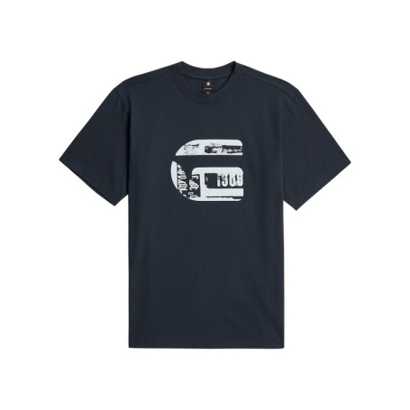 T-shirt en coton biologique bleu marine imprimé...