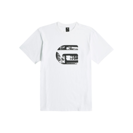 T-shirt en coton biologique blanc imprimé avec...