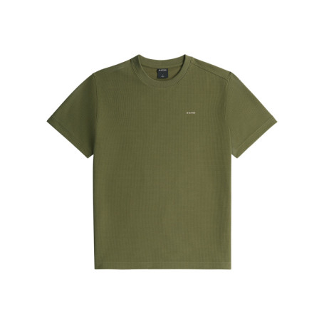T-shirt kaki uni en maille gaufrée avec une...