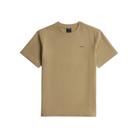 T-shirt beige uni en maille gaufrée avec une...