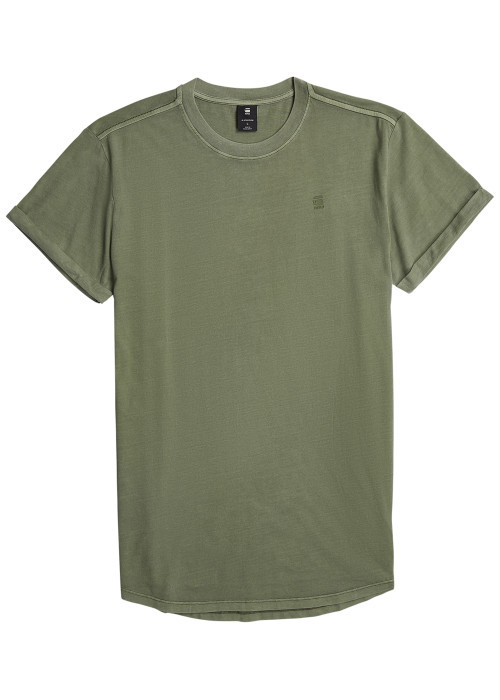 T-shirt en coton biologique kaki uni avec un...