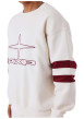 Thumbnail Sweat blanc uni avec une coupe droite et un logo bordeaux sur la poitrine - Image 3