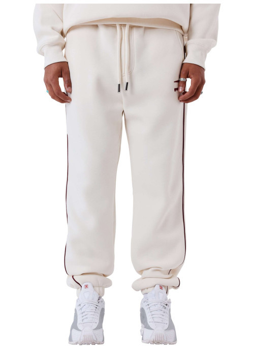 Pantalon jogging blanc uni avec un cordon de serrage à la taille