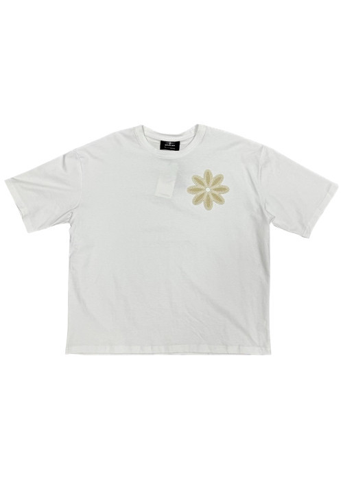 T-shirt blanc uni avec une coupe droite et des...