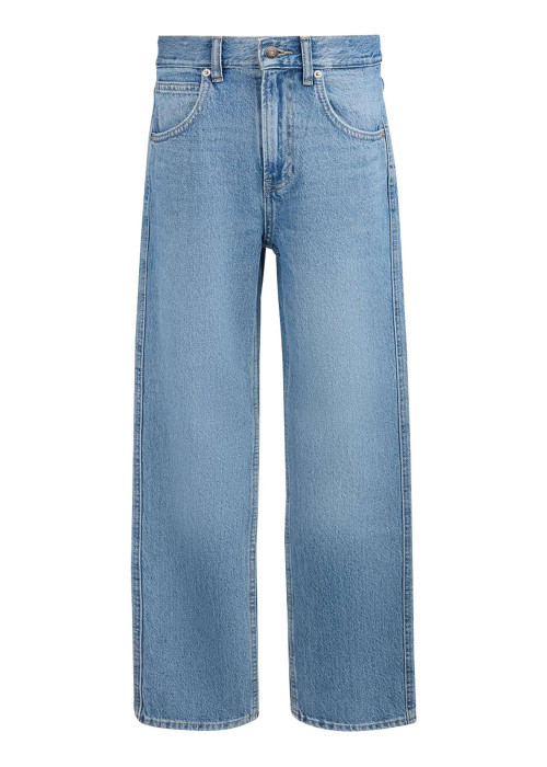 Jean en coton bleu coupe wide leg pourvu de multiples poches