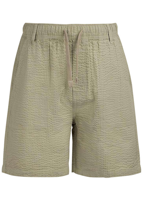 Short en coton kaki à coupe droite pourvu d'une taille élastiquée