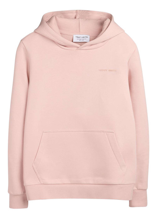 Sweat en coton mélangé rose à coupe droite pourvu d'un col à capuche
