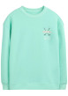 Thumbnail Sweat en coton vert à coupe droite pourvu d'un col rond côtelé