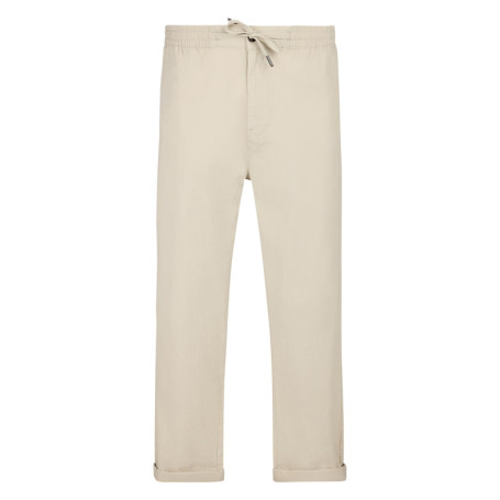 Pantalon en coton beige à coupe droite pourvu...