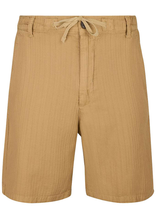 Short en coton beige à coupe droite pourvu d'un cordon de serrage