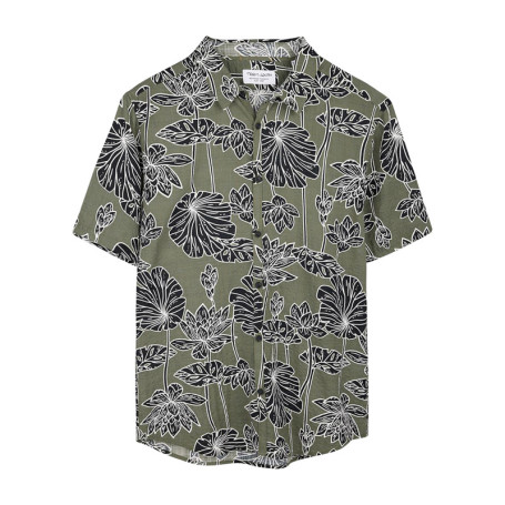 Chemise kaki à coupe droite ornée d'un motif...