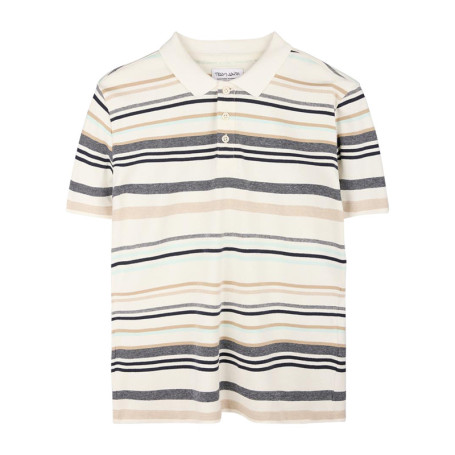 Polo en coton multicolore orné d'un motif à...