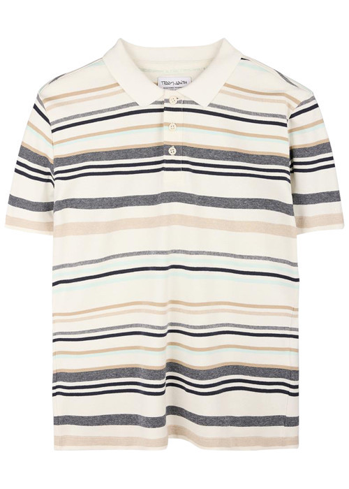 Polo en coton multicolore orné d'un motif à rayures horizontales