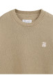Thumbnail Pull en coton beige à coupe ample pourvu d'un col rond côtelé - Image 3