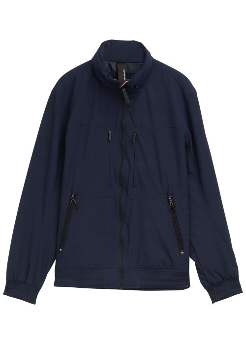 Blouson marine uni avec une coupe droite et des poches zippées à l’avant