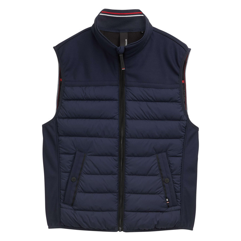 Tom Tailor - Doudoune Marine Uni Avec Une Fermeture Zippée Et Un Col Montant - Bleu Foncé