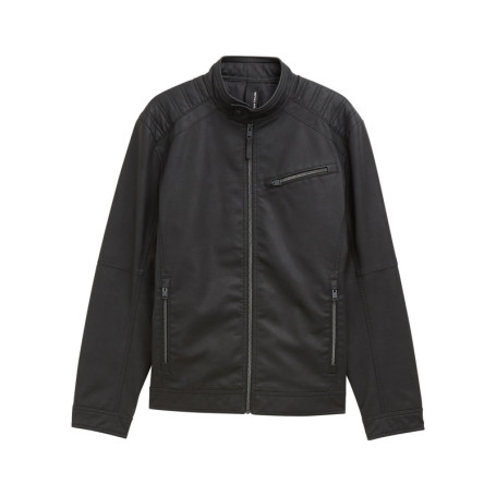 Blouson noir uni avec une coupe ajustée et un...