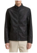 Thumbnail Blouson noir uni avec une coupe ajustée et un col montant avec un bouton - Image 2