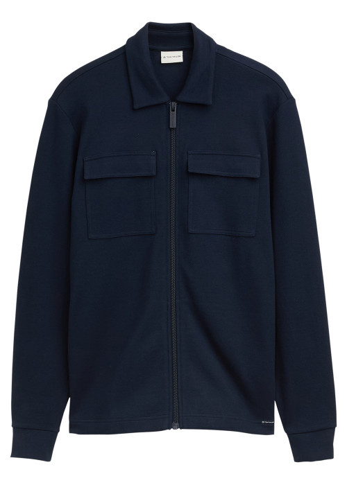 Surchemise en coton marine uni avec une coupe droite et un col à revers