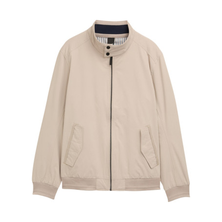 Blouson beige uni avec une coupe droite et deux...