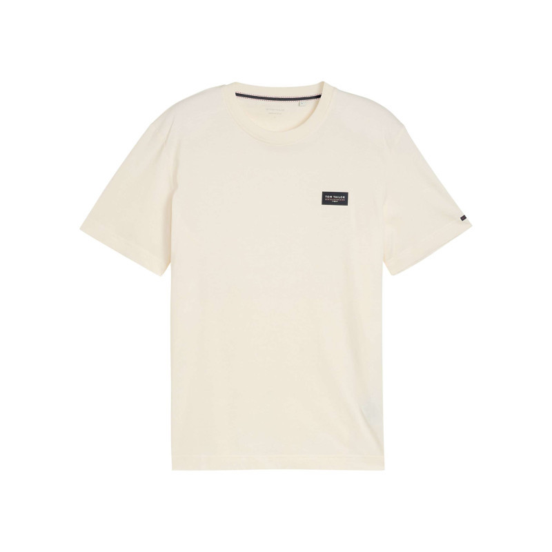 Tom Tailor - T-shirt En Coton écru Uni Avec Une Coupe Droite Et Un Col Rond - Beige Tom Tailor - T-shirt En Coton écru Uni Avec Une Coupe Droite Et Un Col Rond - Beige