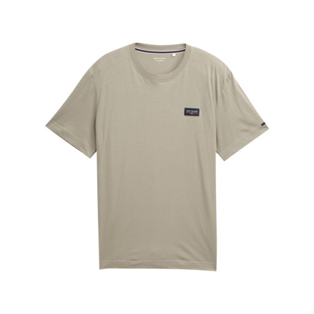 T-shirt en coton kaki uni avec une coupe droite...