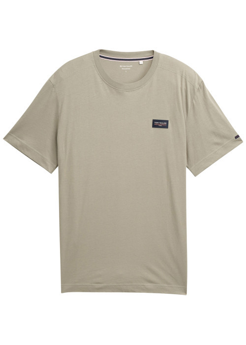 T-shirt en coton kaki uni avec une coupe droite...