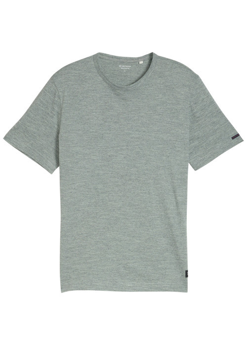 T-shirt en coton gris uni avec une coupe droite et un col rond
