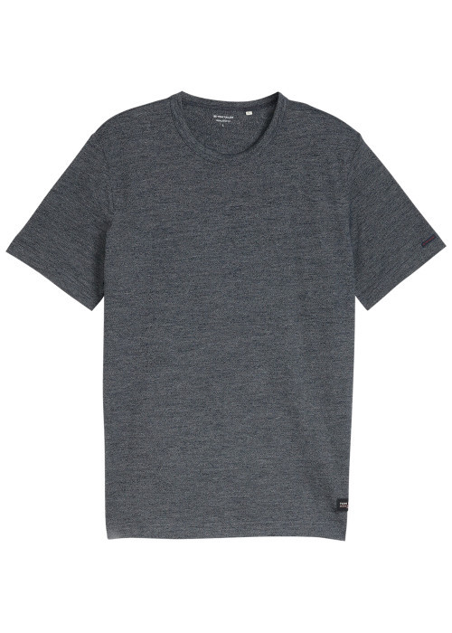 T-shirt en coton marine uni avec une coupe...