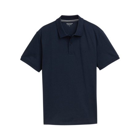 Polo en coton marine uni avec une coupe droite...
